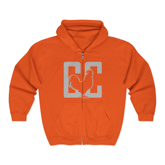 CC Full Zip Hooded Sweatshirt 2 Tone Logo on Back